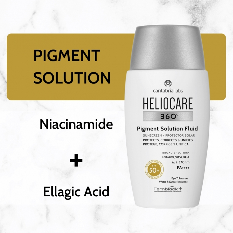 Heliocare 360 Pigment Solution Fluid SPF50+_Nhũ tương chống nắng vật lý kiểm soát tình trạng tăng sắc tố và đốm nâu